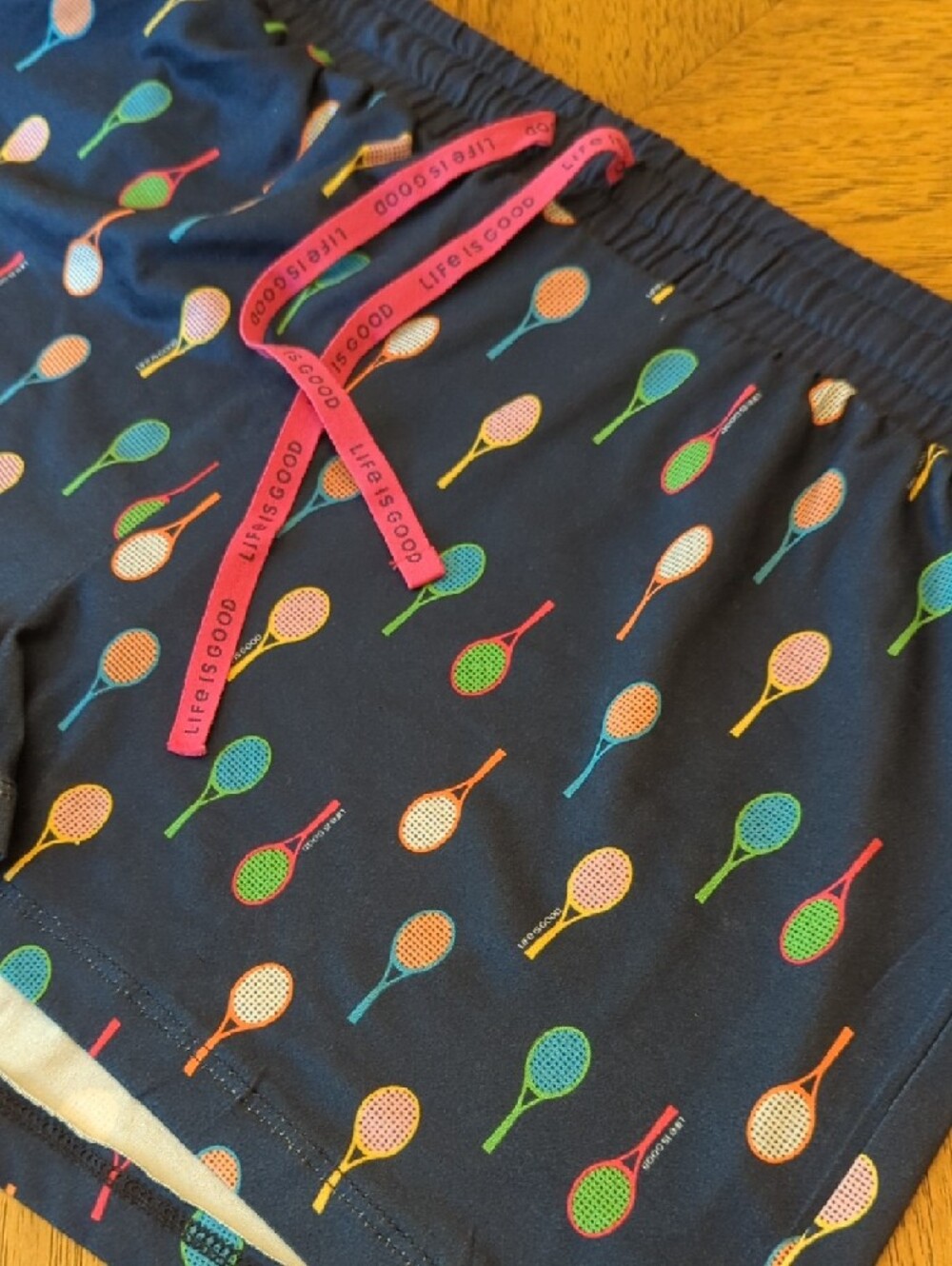 Life Is Good Navy Tennis Racket Pajama Shorts - Picture 3 of 7